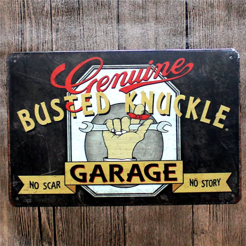 retro metalen poster Busted Knuckle Garage Plaques & Signs Retro Tin