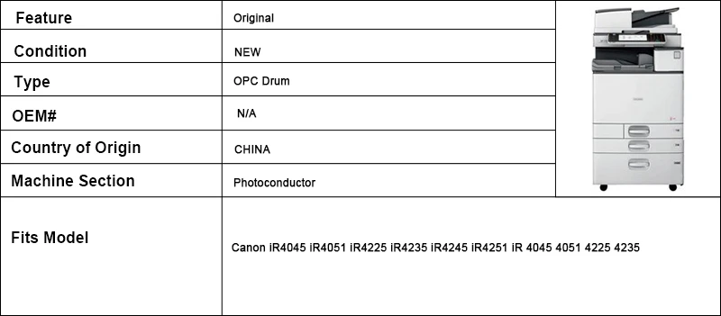 1 шт Новые оригинальные Барабан Canon iR4045 iR4051 iR4225 iR4235 iR4245 iR4251 iR 4045 4051 4225 4235 4251 4025 NPG51 50 NPG57 56