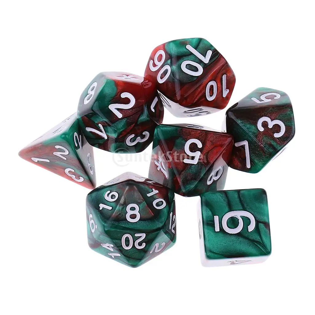 7PCS Polyhedral Dice D20 D12 D10 D8 D6 D4 for Dungeons and Dragons Table Games