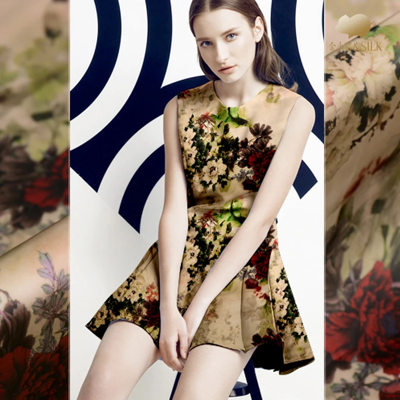 

140cm digital printing silk organza satin fabric perspective smooth shirt dress silk fabric crisp fashion natural silk fabric