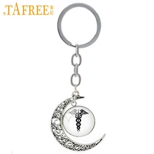 Llavero TAFREE caduceo médico moon, llavero vintage de anatomía del cerebro humano, corazón, ojo, arte, doctor enfermera RN MD, llavero médico T324