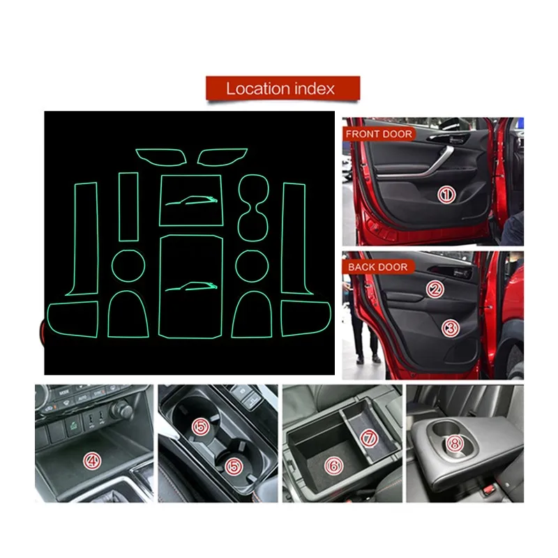 

FIT FOR Mitsubishi Eclipse Cross 2017 2018 2019 Interior Door Car Storage Box Pad Car Water Mats Mats Car Door Gap Pad Mat