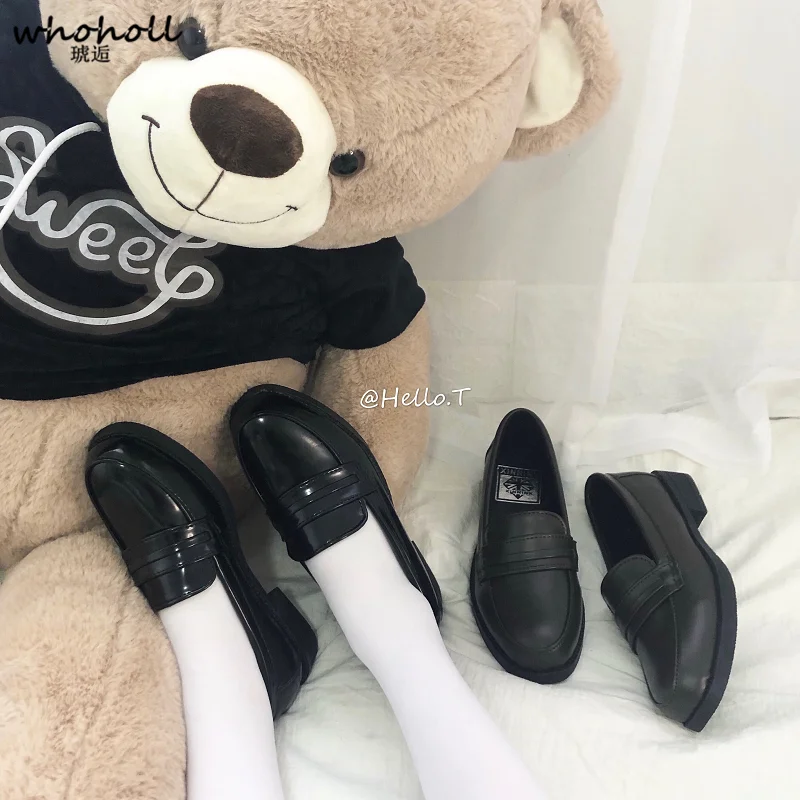 Women Leather Shoes Japanese Academy Girl Middle School Student Brown Black Shoe Animation Maid Use Lolita JK Uniform Shoes