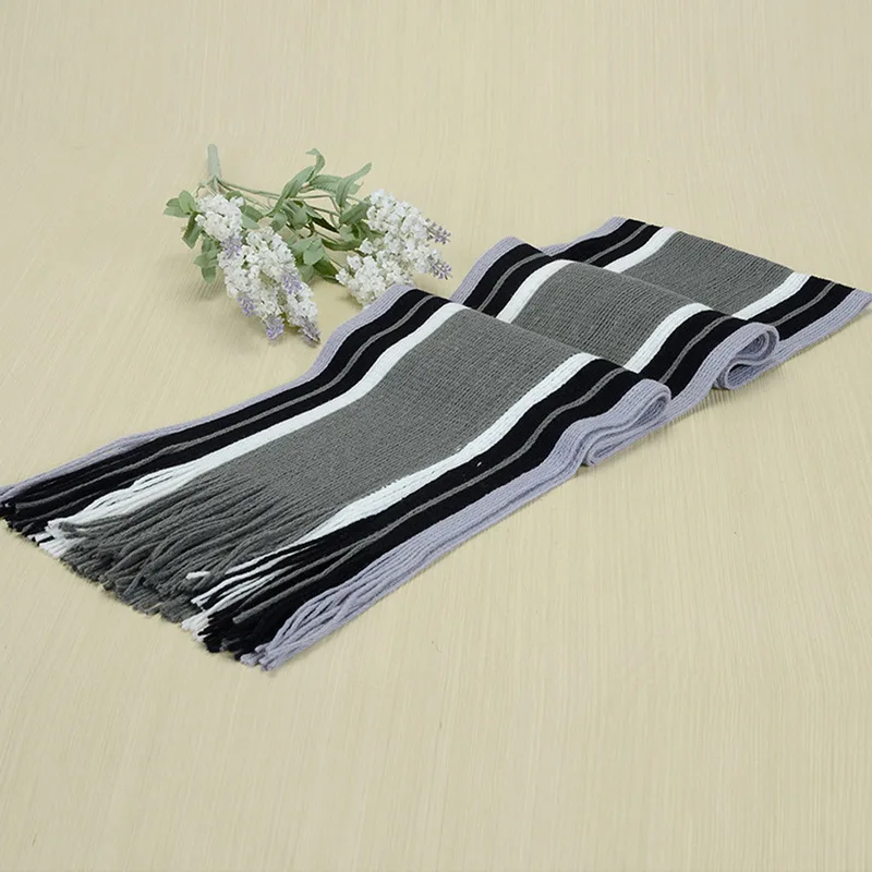 MoneRffi Winter Designer Scarf Men Striped Cotton Scarf Male Brand Shawl Wrap Knit Cashmere Bufandas Striped Scarf With Tassel