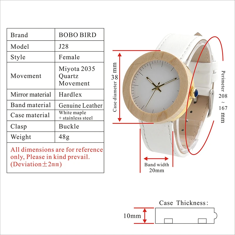 Bobobird Для женщин S бамбука и клен ferrels с золотой задняя Японии quqrtz механизм, как хороший подарок для Для женщин