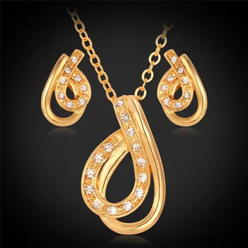 

Stud Earring Jewelry Set Fashion Pendant Necklace For Women Gold Color Jewelry High Quality Accessories MGC PE3088