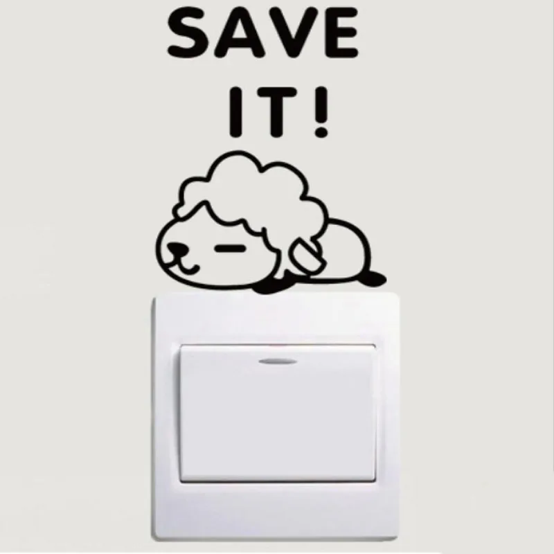 

"SAVE IT"Sleepy Sheep Home Switch Stickers Children's Rooms Bedroom wall Decoration Sticker A3008