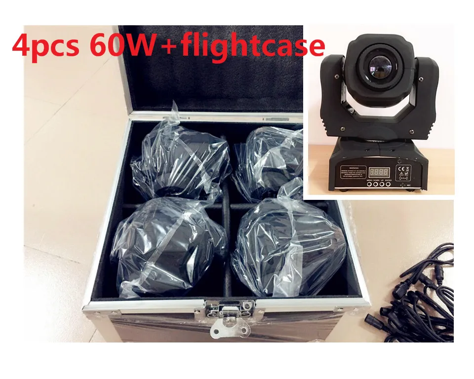 

4 PZ 60 W + flightcase LED Spot Moving Head Light/USA Luminums 60 W LED DJ Spot Light