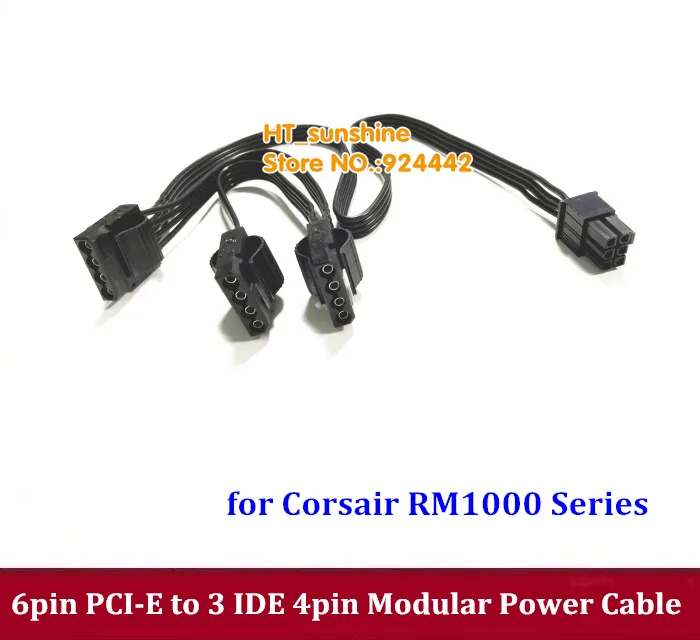 

High Quality 6pin PCI-E male 1 to 3 IDE Molex 4Pin Modular Power Supply Adapter Cable for Corsair RM1000 series