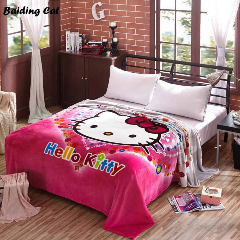 Children Blanket Hello Kitty Blanket Cute Girl Blanket on Bed / Sofa