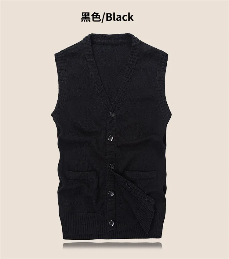 New Autumn Winter Men's Cardigan Knitted Vest Sweaters Sleeveless Standard Wool Cotton Soft Men Knitwear Clothing Christmas Gift  (12)