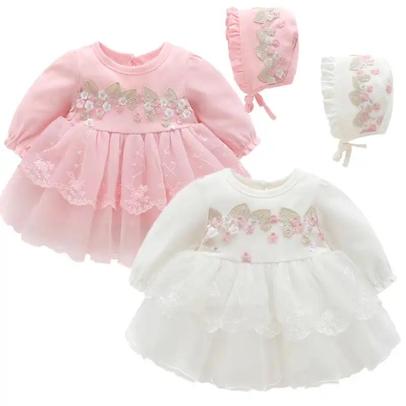 baby dress and bonnet set