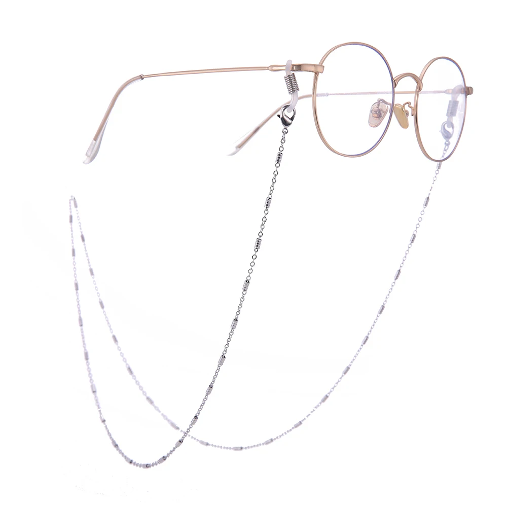Silver chain Bead W My shape Cylinde ручной работы украшенный бисером цепь геометрические цепочки для солнечных очков розовое золото очки аксессуары ремень для женщин мужчин подарки - Цвет: Silver chain Bead W