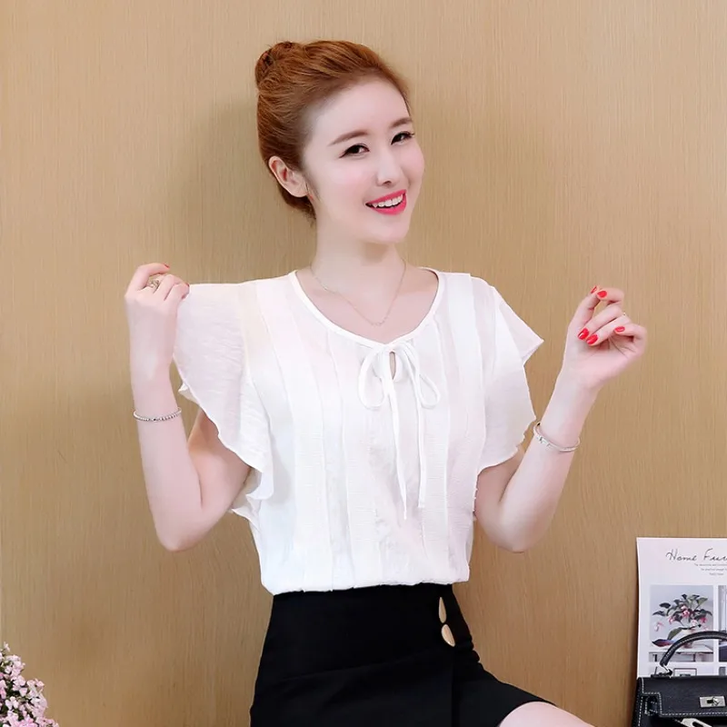 Buy Chiffon Blouse Bow Butterfly Sleeve Women's Shirt