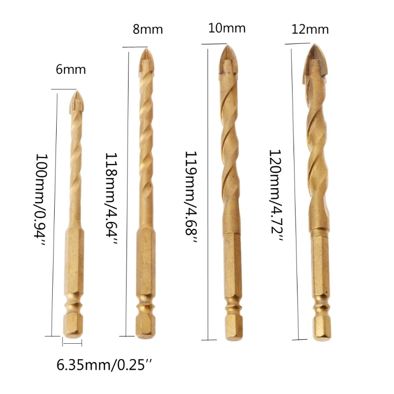 1 Pc 6/8/10/12mm Titanium Tungsten Carbide Tile Glass Cross Spear Head Drill Bit 1 Pc 6/8/10/12mm Titanium Tungsten Carbide Tile Glass Cross Spear Head Drill Bit