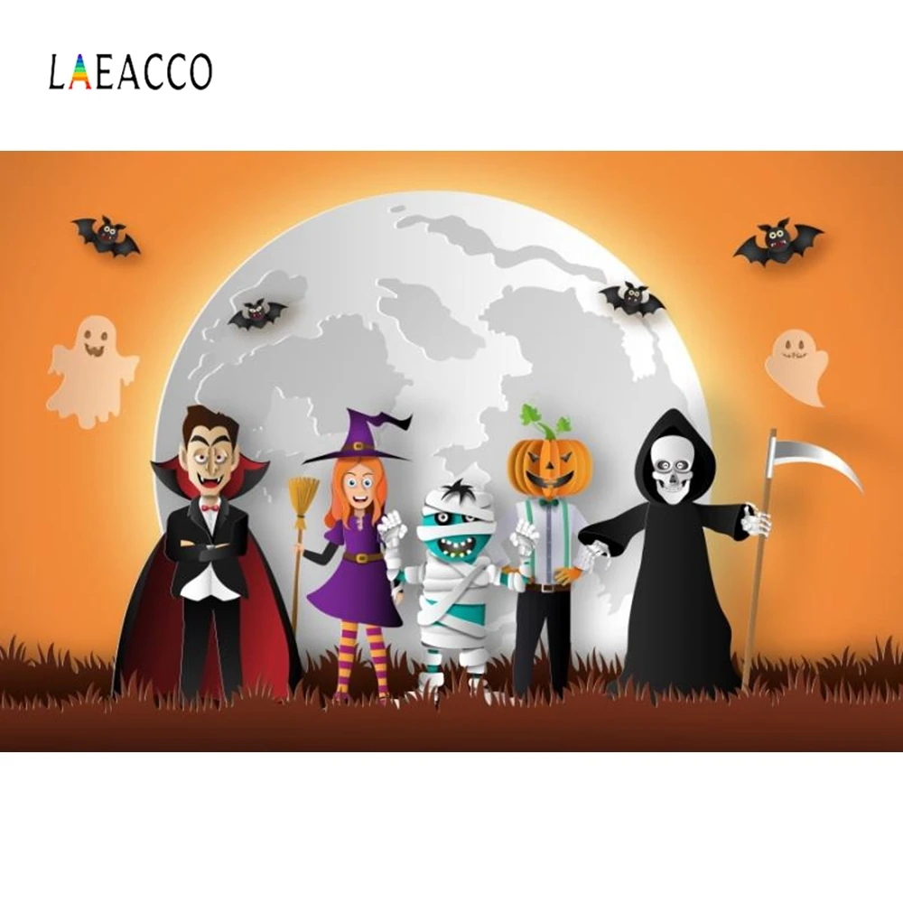 

Laeacco Pumpkin Lantern Funny Photography Backgrounds Customized Happy Halloween Day Photographic Backdrops for Photo Studio