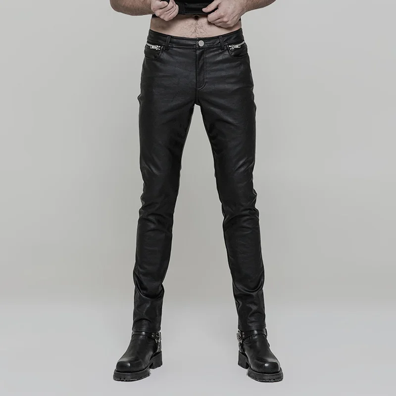 Buy Punk Rave Men's Rock Black PU Trousers Pants OK321