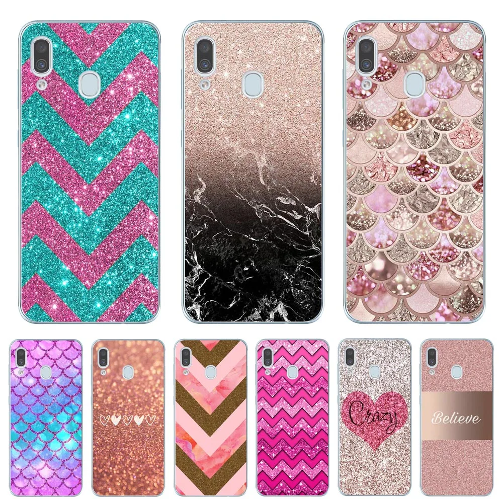 

Golden Pink Glitter Unique Print Phone Case sFor Samsung A10 A30 A40 A50 A60 A70 A80 A6 A8 Plus A7 A9 2018 Soft silicone Cover