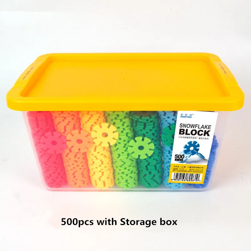 

500pcs Snowflake Building Blocks Toy Bricks DIY Assembling Early Educational Learning Classic Toys with Storage box Kids Gift