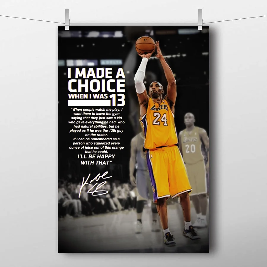 Kobe Bryant Basketball Star Wall Poster 13x20 24x36inch