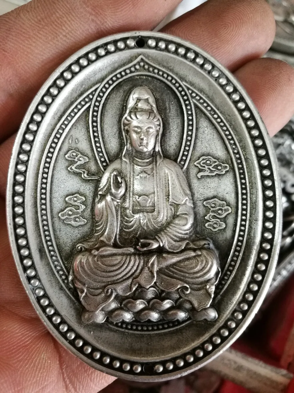 China Tibet silver Amulet Pendant Guanyin