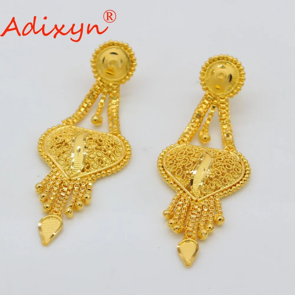 Adixyn индийское ожерелье и серьги набор украшений для женщин украшение золотистого цвета Висячие украшения Эфиопский/арабский свадебные/вечерние подарки N060511