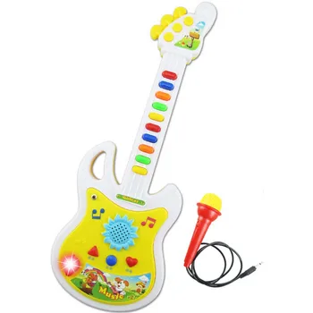

Kids Simulation Plastic Cartoon Electric Guitar Ukulele Electronic Musical Instrument with Microphone Music Educational Toy