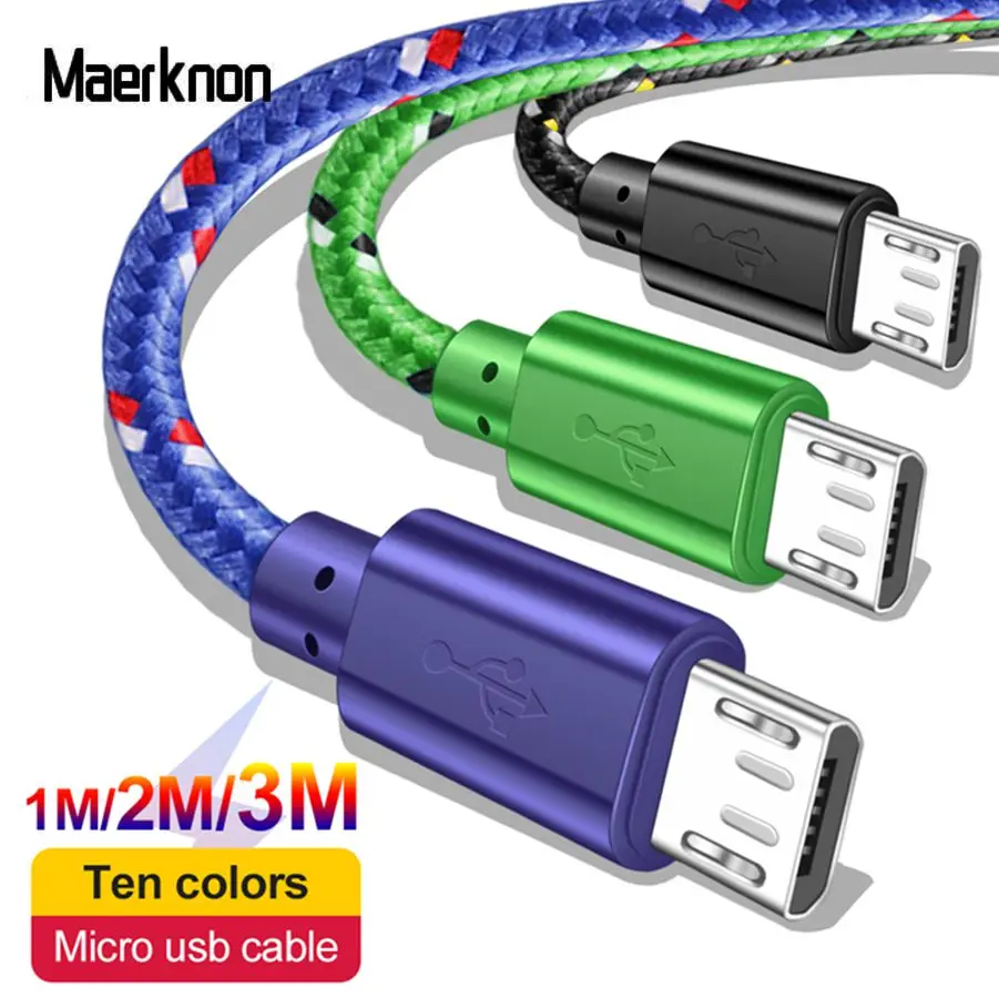 Нейлоновый Кабель Micro-USB в оплетке MicroUSB кабель для мобильного телефона шнур для samsung S7 Xiaomi Redmi Android телефон Быстрая зарядка кабель