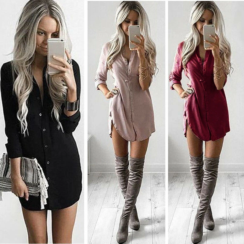 Frauen Bluse Hemd Kleid Mode Sommer Beiläufige Lose Lange Hülse Bluse Tops  Casual Bluse Kleid|Dresses| - AliExpress