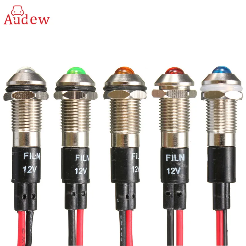 

New 8MM LED Indicator Light Lamp Bulb Pilot Dash Directional Car Truck Boat 12V Yellow White Blue Green Red