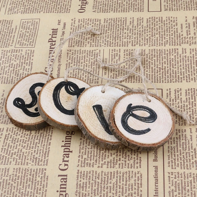 4pcs Set Wooden Slice Love Word Hanging Wall Plaques Signs Rustic 4pcs Set Wooden Slice Love Word Hanging Wall Plaques Signs Rustic Wedding