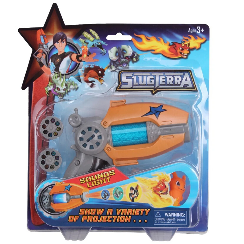 [ Funny ] 23CM Anime Slugterra Sounding Light Toy Gun Give 1 Slugterra Doll Action Figure As Presents Boy Projection Pistol Gun