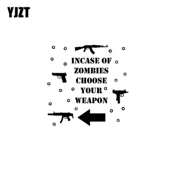 

YJZT 20CM*19.5CM INCASE OF ZOMBIES CHOOSE YOUR WEAPON Arrow Vinyl Car Sticker Decal Black/Silver C10-01961