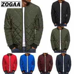 ZOGAA мужские осенние повседневные парки в клетку куртка ветрозащитная однотонная брендовая зимняя одежда куртки на молнии