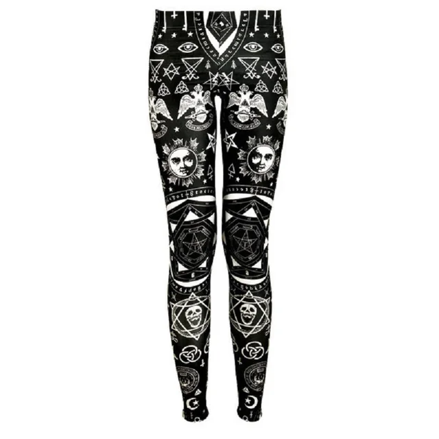 Geometric Skull Printing Slim Fit Leggings