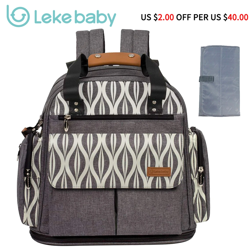 Goedkoop Lekebaby Luiertas Uitbreidbaar Rugzak Tote Messenger Bag voor Moeder en Meisje in Grijs mom Rugzak Baby Organizer Moederschap Tassen