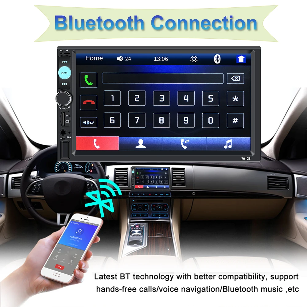 2 din автомагнитола " HD плеер MP5 сенсорный экран цифровой дисплей Bluetooth Мультимедиа Авторадио автомобильный монитор заднего вида Зеркало Ссылка AUX