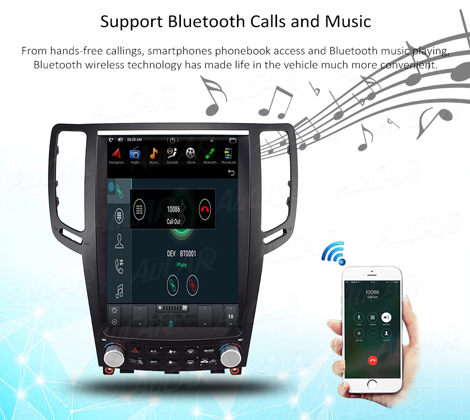 Perfect AuCar Tesla 2 DIN Android 8.1 12.1"l screen car radio GPS navigation for Infiniti G37 G35 G25 G37S car multimedia stereo player 13