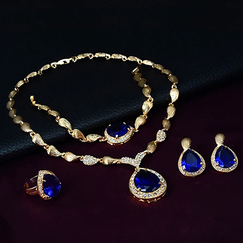 Женский ювелирный набор, формальная вечеринка, капля воды, кубический цирконий, ожерелье, серьги, браслет, кольцо, высокое качество, индийские ювелирные наборы