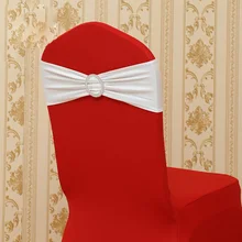 Белый цвет блестящий металлик лайкра sash с круглой пряжкой спандекс стул пояса для Свадебные украшения вечерние бант на стул