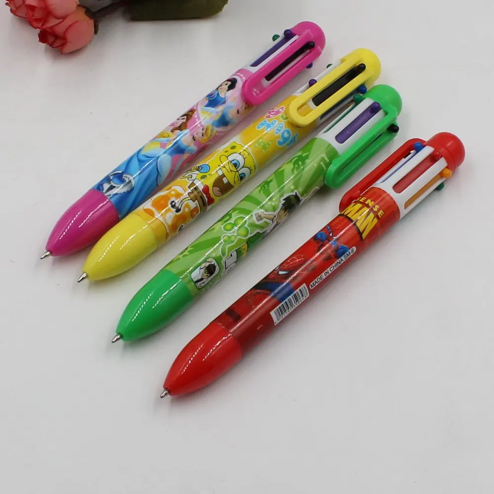 New High Quality Goods Novelty Multi Color Ball Pen Multi Function 6 In1 Colorful Stationery Creative 