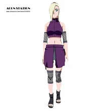 2017 Envío Gratis Niño Adulto Traje de Ninja Anime Naruto Shippuden Ino Yamanaka Cosplay Para Halloween