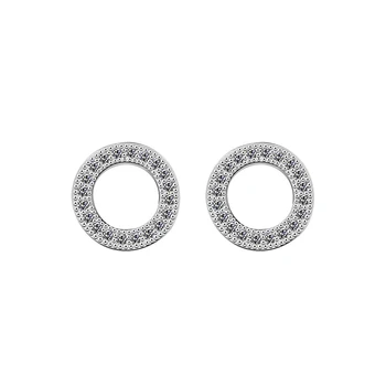 

10pcs Two Color Minimal Open Cubic Zirconia Circle Stud Earrings Fashion Jewelry Elegant Round Shape Earrings For Women Brincos