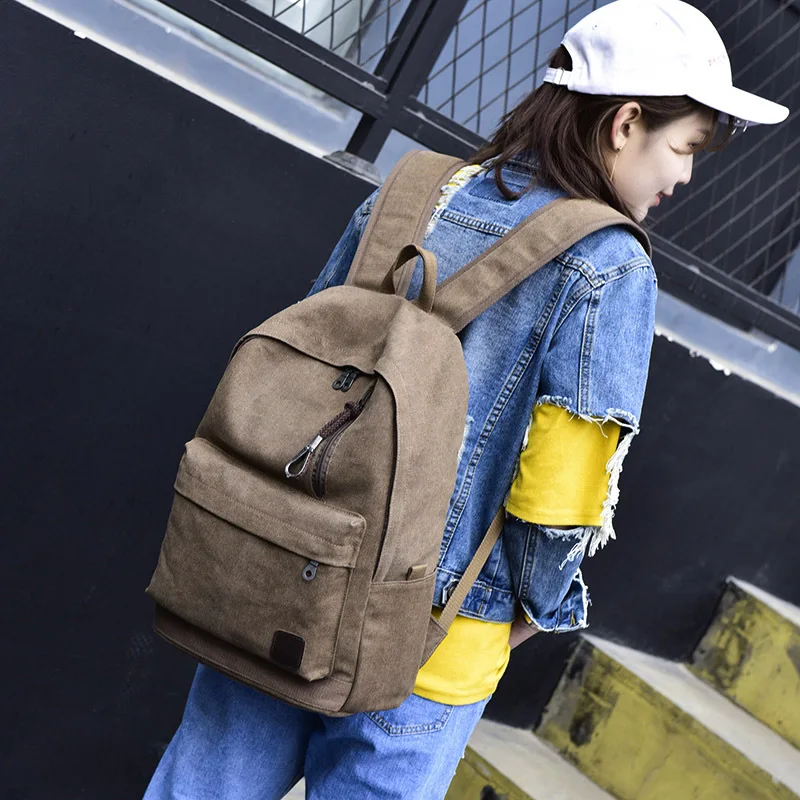  Men Canvas Backpack Male Laptop College Student School Bags for Teenager Vintage Mochila Casual Ruc - 32800572090
