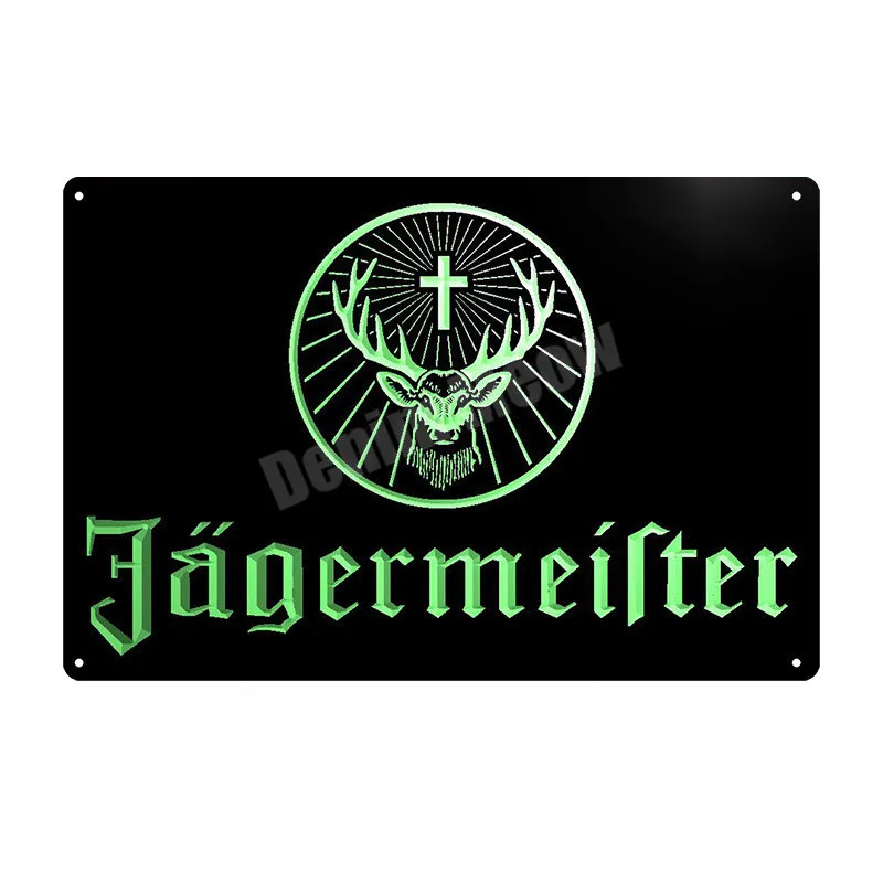 Jagermeister потертый шик, металлический плакат, украшение для паба, бара, голова оленя, настенная наклейка, ликер, металлическая настенная художественная жестяная вывеска, домашний декор, MN107 - Цвет: B