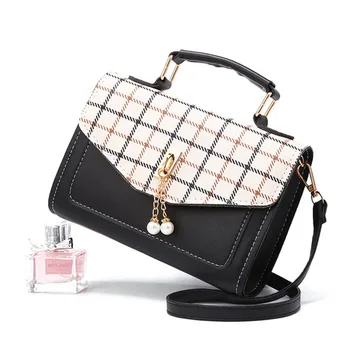 

bags for women 2019 summer pearl bag shoulder beaded crossbody messenger small handbag Fashion plaid bolso verano bolsa feminina