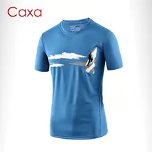 CAXA мужские летние быстросохнущие дышащие походные футболки с коротким рукавом спортивный Спортзал Фитнес Бег альпинистские футболки