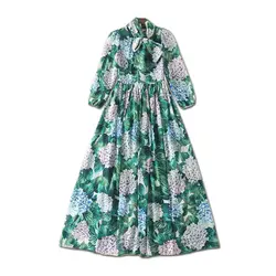 2018 весеннее новое платье сказочное элегантное платье модное дамское длинное шифоновое зеленое платье уличные свободные, длиной до
