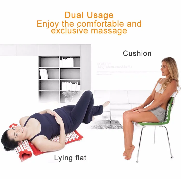 Back and Neck Pain Relief - Acupressure Mat and Pillow Set - Relieves Stress, Back, Neck, and Sciatic Pain Massage PL409-2