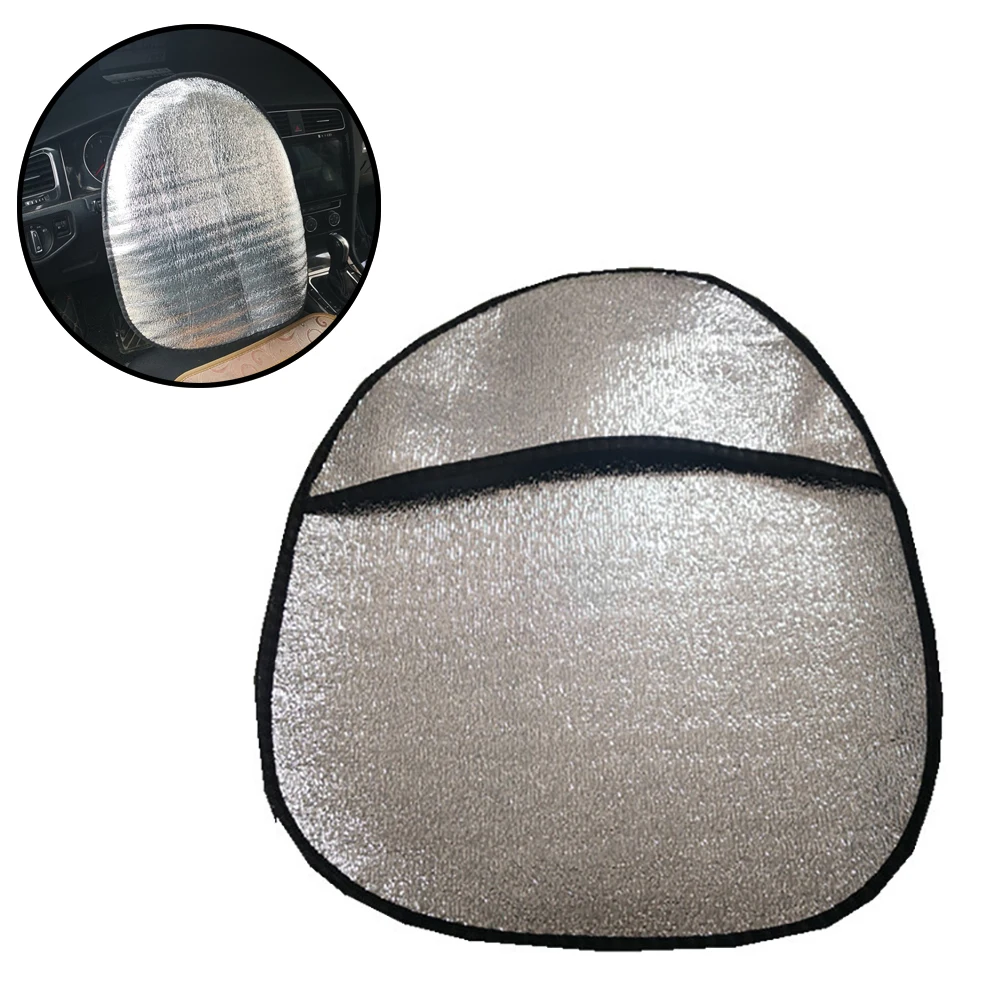 Car Sunshade Double Thick Foil Anti Heat Sun-proof Parasol Shield Steering Wheel Cover Mat Heat-Resistant for Auto Car 44*50cm